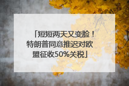 短短两天又变脸！特朗普同意推迟对欧盟征收50%关税