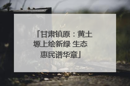 甘肃镇原：黄土塬上绘新绿 生态惠民谱华章