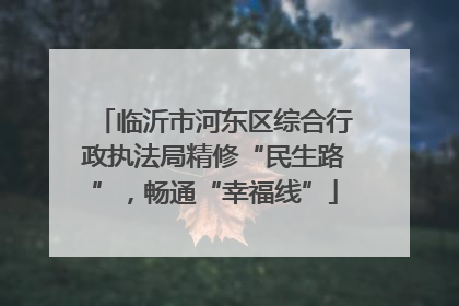 临沂市河东区综合行政执法局精修“民生路”，畅通“幸福线”