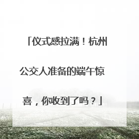 仪式感拉满！杭州公交人准备的端午惊喜，你收到了吗？