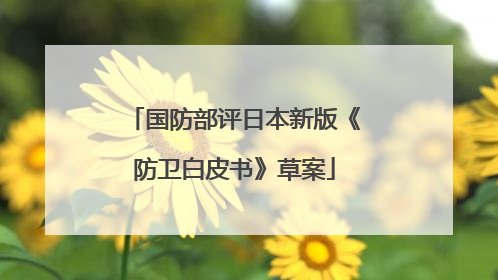 国防部评日本新版《防卫白皮书》草案