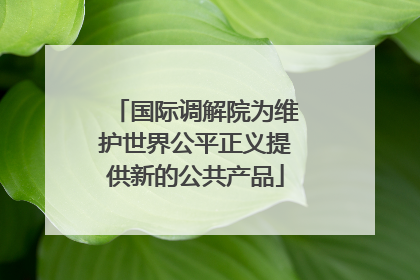 国际调解院为维护世界公平正义提供新的公共产品