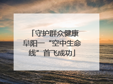 守护群众健康 阜阳一“空中生命线”首飞成功