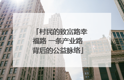 村民的致富路幸福路 一条产业路背后的公益脉络