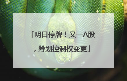 明日停牌！又一A股，筹划控制权变更