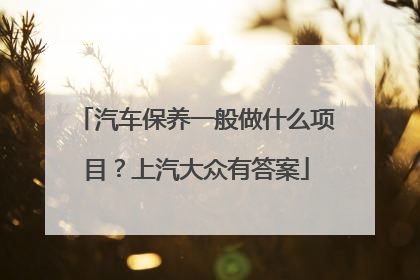 汽车保养一般做什么项目？上汽大众有答案