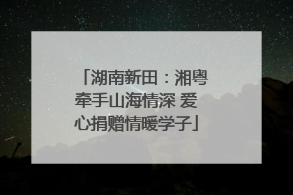 湖南新田：湘粤牵手山海情深 爱心捐赠情暖学子