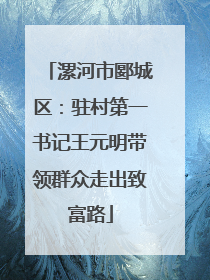 漯河市郾城区：驻村第一书记王元明带领群众走出致富路