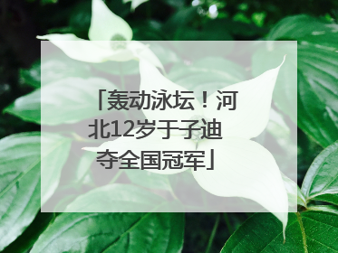 轰动泳坛！河北12岁于子迪夺全国冠军