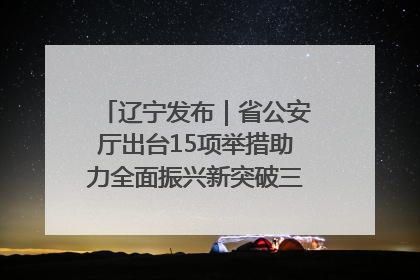 辽宁发布｜省公安厅出台15项举措助力全面振兴新突破三年行动决胜之战