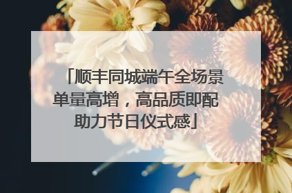 顺丰同城端午全场景单量高增，高品质即配助力节日仪式感