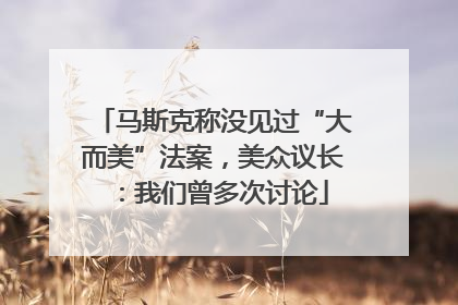 马斯克称没见过“大而美”法案，美众议长：我们曾多次讨论