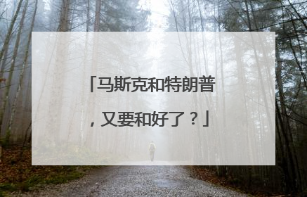 马斯克和特朗普，又要和好了？