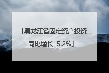 黑龙江省固定资产投资同比增长15.2%